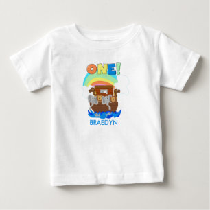 Gepersonaliseerd Noah's Ark Baby 1st Birthday T-sh