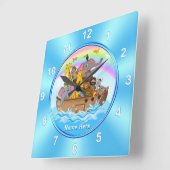 Gepersonaliseerd, Noah's Ark Clock, voor kinderen Vierkante Klok (Hoek)
