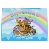 Gepersonaliseerd, Noah's Ark Gift, Tas in 4 maten Groot Cadeauzakje (Achterkant)