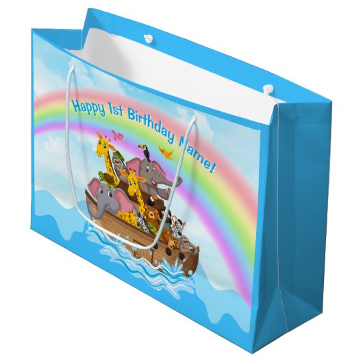 Gepersonaliseerd, Noah's Ark Gift, Tas in 4 maten Groot Cadeauzakje (Voorkant Gekanteld)