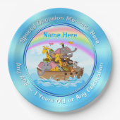 GEPERSONALISEERD, Noah's Ark Paper Borden. 3 maten Papieren Bordje (Voorkant)