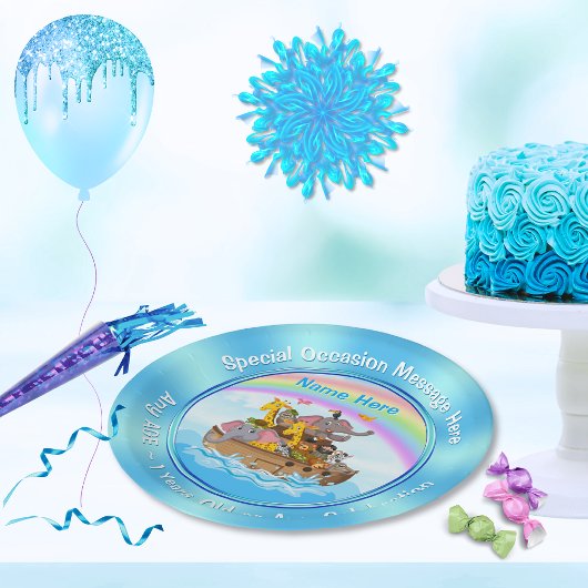 GEPERSONALISEERD, Noah's Ark Paper Borden. 3 maten Papieren Bordje