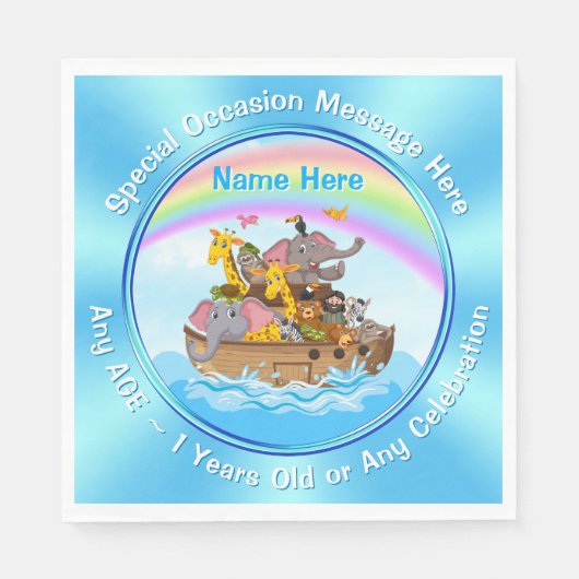 Gepersonaliseerd, Noah's Ark servetten, Noah's Ark Servet (Voorkant)