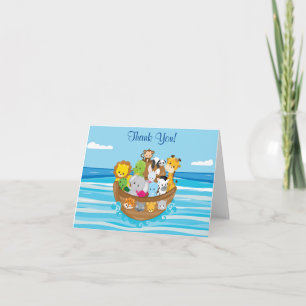 Gepersonaliseerd Noah's ark Theme met Baby Animals Bedankkaart