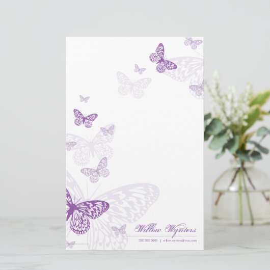 GEPERSONALISEERD NOTITIEBLOK:: Butterflies 3P Briefpapier (Staand voorkant)