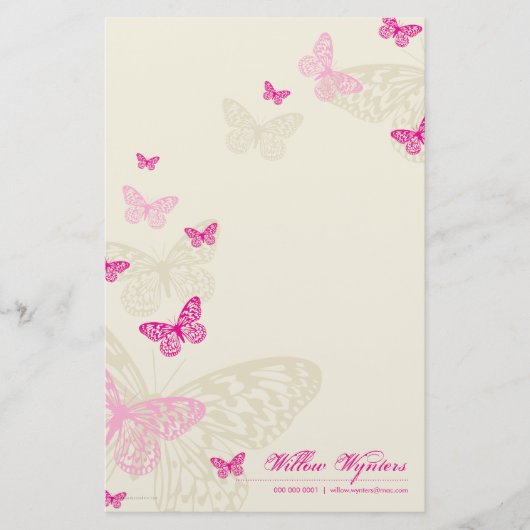 GEPERSONALISEERD NOTITIEBLOK:: Butterflies 4P Briefpapier (Voorkant)