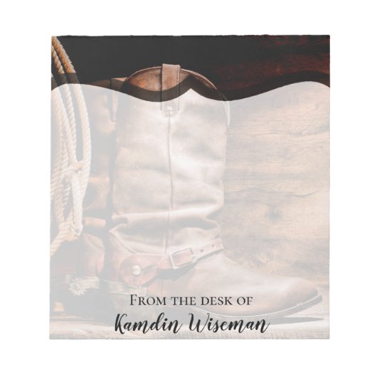 Gepersonaliseerd Notitieblok Cowboy laarzen schuur (Voorkant)