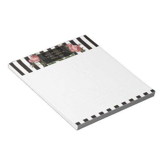 gepersonaliseerd Notitieblok met Floral Striped (Schuin)