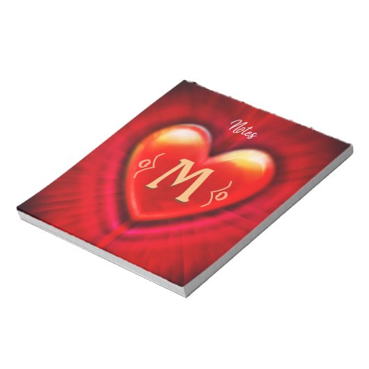 Gepersonaliseerd Notitieblok Monogram Hart ontwerp (Linkerzijde)