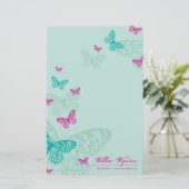 GEPERSONALISEERD NOTITIEBLOK:: Vlinders 5P Briefpapier (Staand voorkant)