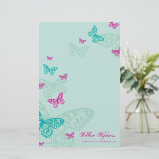 GEPERSONALISEERD NOTITIEBLOK:: Vlinders 5P Briefpapier (Staand voorkant)