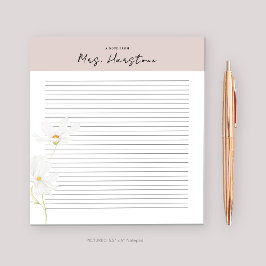 Gepersonaliseerd Notitieblok voor Docent met Bloem