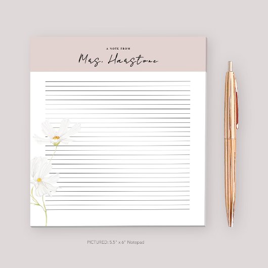 Gepersonaliseerd Notitieblok voor Docent met Bloem