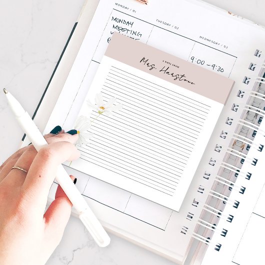 Gepersonaliseerd Notitieblok voor Docent met Bloem