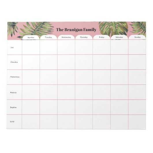 Gepersonaliseerd Notitieblok voor wekelijkse plann (Voorkant)