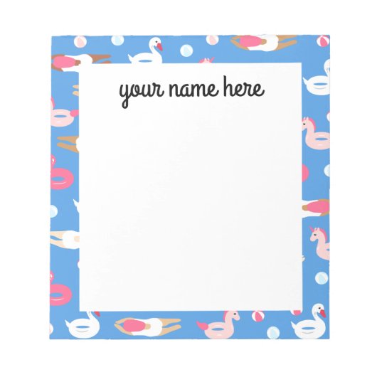 Gepersonaliseerd Notitieblok voor zwemmers en pool (Voorkant)