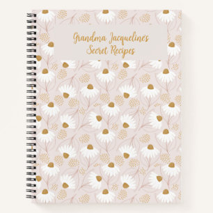 Gepersonaliseerd Notitieboek, Elegant Bloemencadea Notitieboek