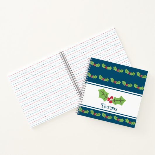 Gepersonaliseerd Notitieboek kerstmis Holly & Berr (Binnen)