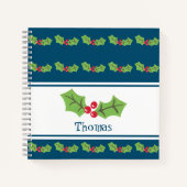 Gepersonaliseerd Notitieboek kerstmis Holly & Berr (Voorkant)