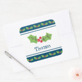 Gepersonaliseerd Notitieboek kerstmis Holly & Berr Vierkante Sticker (Envelop)