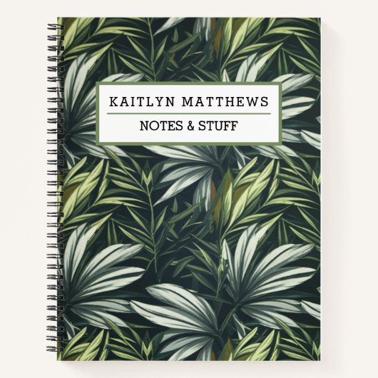 Gepersonaliseerd Notitieboek met Tropical Leaf (Voorkant)