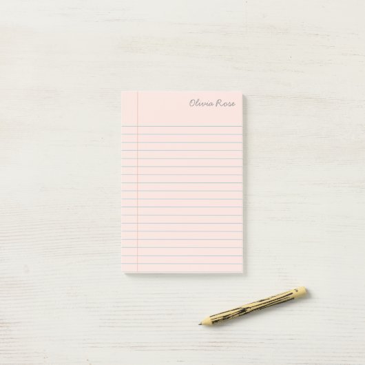 Gepersonaliseerd Notitieboek op school roze papier Post-it® Notes (Op bureau)