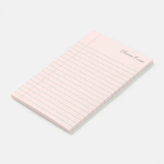 Gepersonaliseerd Notitieboek op school roze papier Post-it® Notes (Schuin)