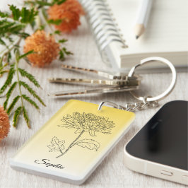 Gepersonaliseerd november Geboorte Bloem Chrysanth Sleutelhanger