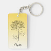 Gepersonaliseerd november Geboorte Bloem Chrysanth Sleutelhanger (achterkant)