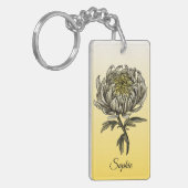 Gepersonaliseerd november Geboorte Bloem Chrysanth Sleutelhanger (Voorkant Links)