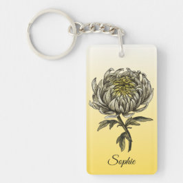 Gepersonaliseerd november Geboorte Bloem Chrysanth Sleutelhanger