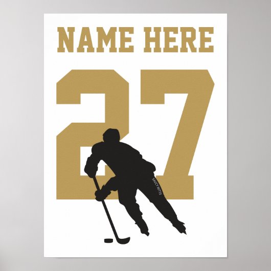 Gepersonaliseerd nummer van Hockey Player Black en Poster (Voorkant)