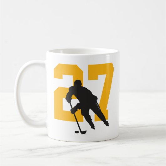Gepersonaliseerd nummer van Hockey Player Black Go Koffiemok (Links)
