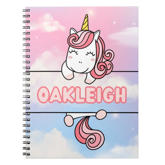 Gepersonaliseerd Oakleigh Unicorn Girlie Notitiebo Notitieboek (Voorkant)