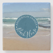 Gepersonaliseerd Ocean Beach House Ronde Stenen On Stenen Onderzetter (Voorkant)