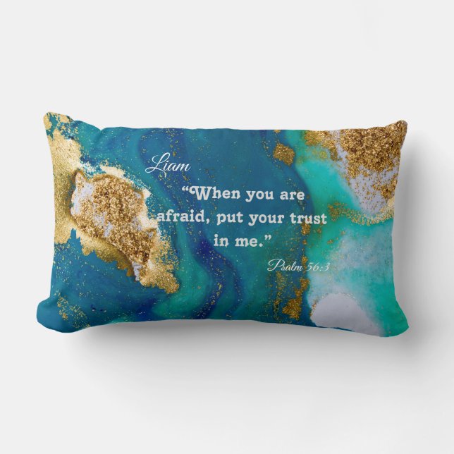 Gepersonaliseerd Ocean Lumbar Kussen – Psalm 56:3 (Voorkant)