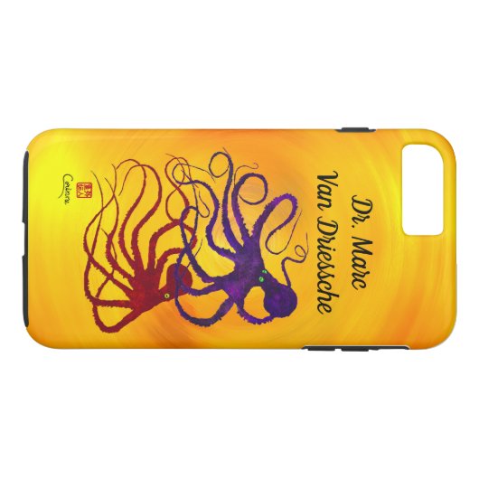Gepersonaliseerd octopi op geel - stevige telefoon Case-Mate iPhone case (Achterkant (Horizontaal))