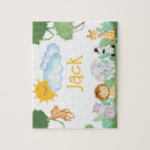 Gepersonaliseerd Oerwoud Dier Kindernaam Puzzel (Verticaal)