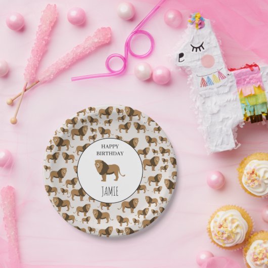 Gepersonaliseerd Oerwoud - dierlijk patroon op zat Papieren Bordje (Feest)