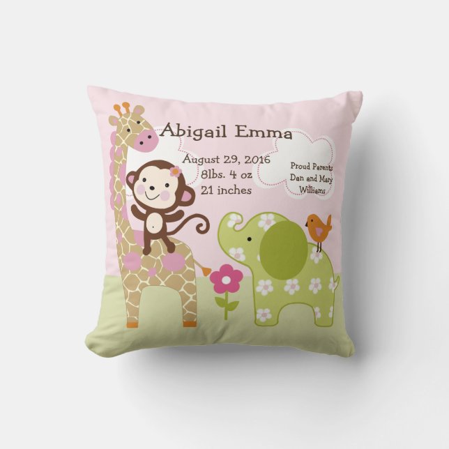 Gepersonaliseerd Oerwoud Girl Pillow Keepomwille Kussen (Voorkant)