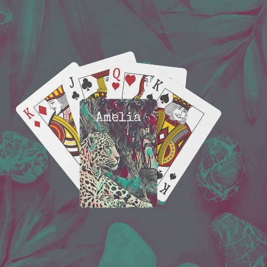 Gepersonaliseerd Oerwoud kat Pokerkaarten