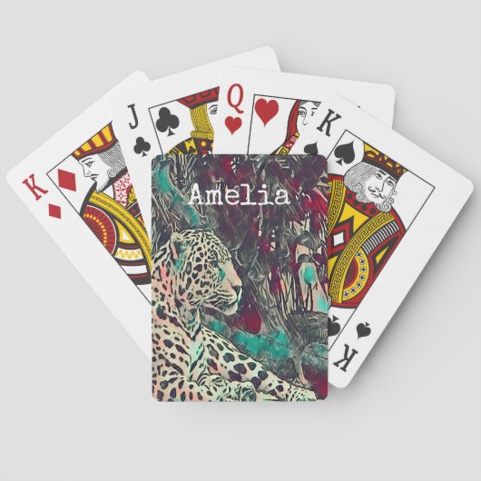 Gepersonaliseerd Oerwoud kat Pokerkaarten (Achterkant)