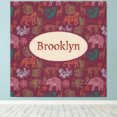 Gepersonaliseerd  Oerwoud Safari Roze Canvas Afdruk (Insitu (Houten vloer))