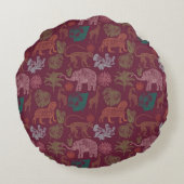 Gepersonaliseerd  Oerwoud Safari Roze Rond Kussen (Achterkant)