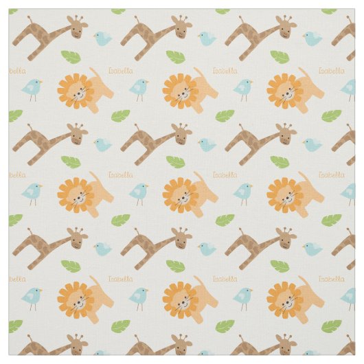 Gepersonaliseerd Oerwoud van Safari Animals Stof (Swatch)