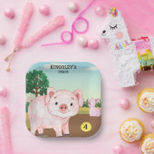 Gepersonaliseerd Old MacDonald's Pig Boerderij Papieren Bordje (Feest)