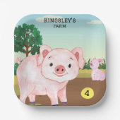 Gepersonaliseerd Old MacDonald's Pig Boerderij Papieren Bordje (Voorkant)