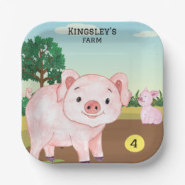 Gepersonaliseerd Old MacDonald's Pig Boerderij Papieren Bordje