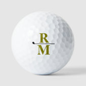 Gepersonaliseerd olijf groen monogram golfballen (Voorkant)