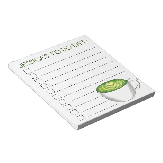 Gepersonaliseerd om het groene thea van Matcha te Notitieblok (Schuin)